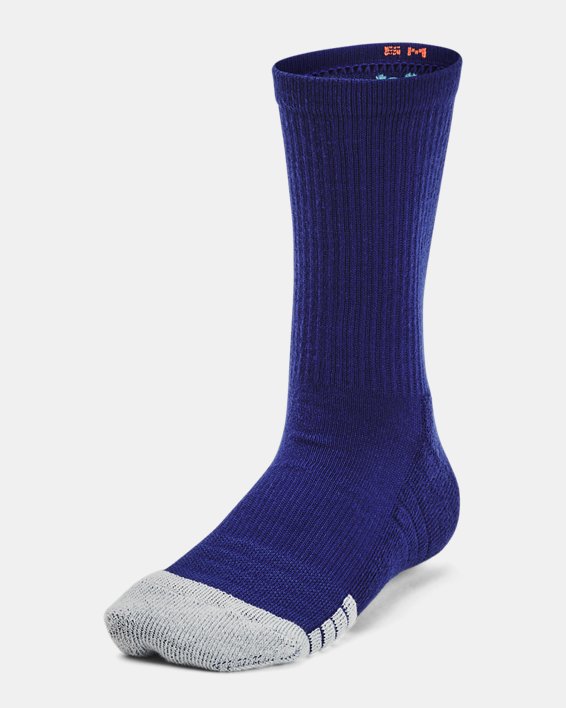 Kids' HeatGear® 3-Pack Crew Socks, Blue, pdpMainDesktop image number 1